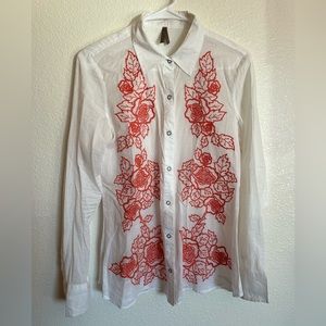 Pink Rose 🌹 Embroidered Button Up